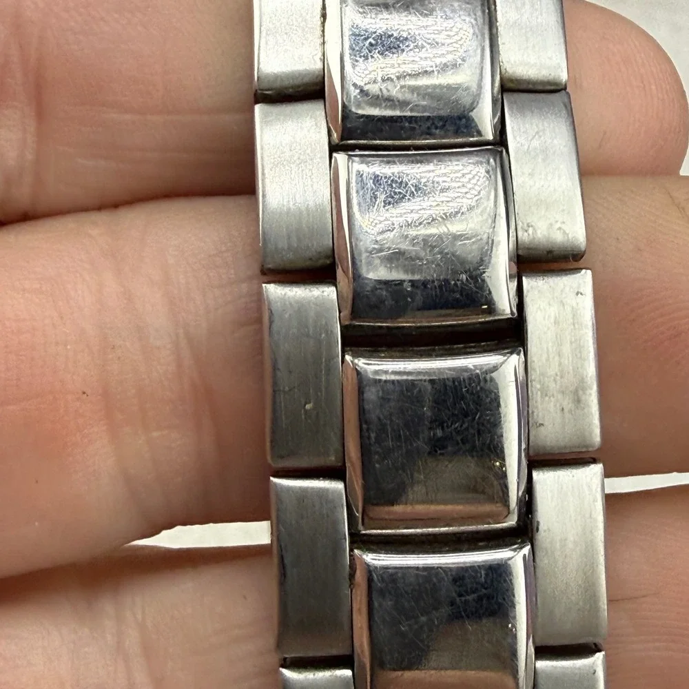 Vintage Fossil Blue Watch Silver Charcoal Dial Stainless Steel Mens 40mm READ